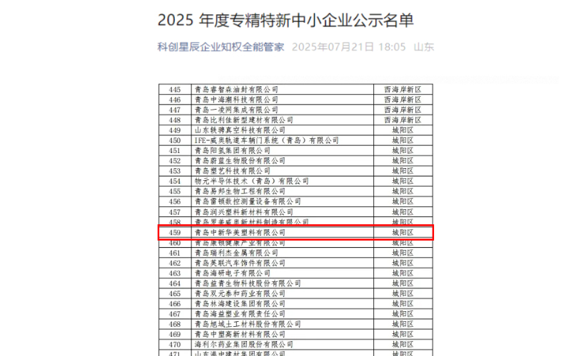 專精特新企業(yè)名單